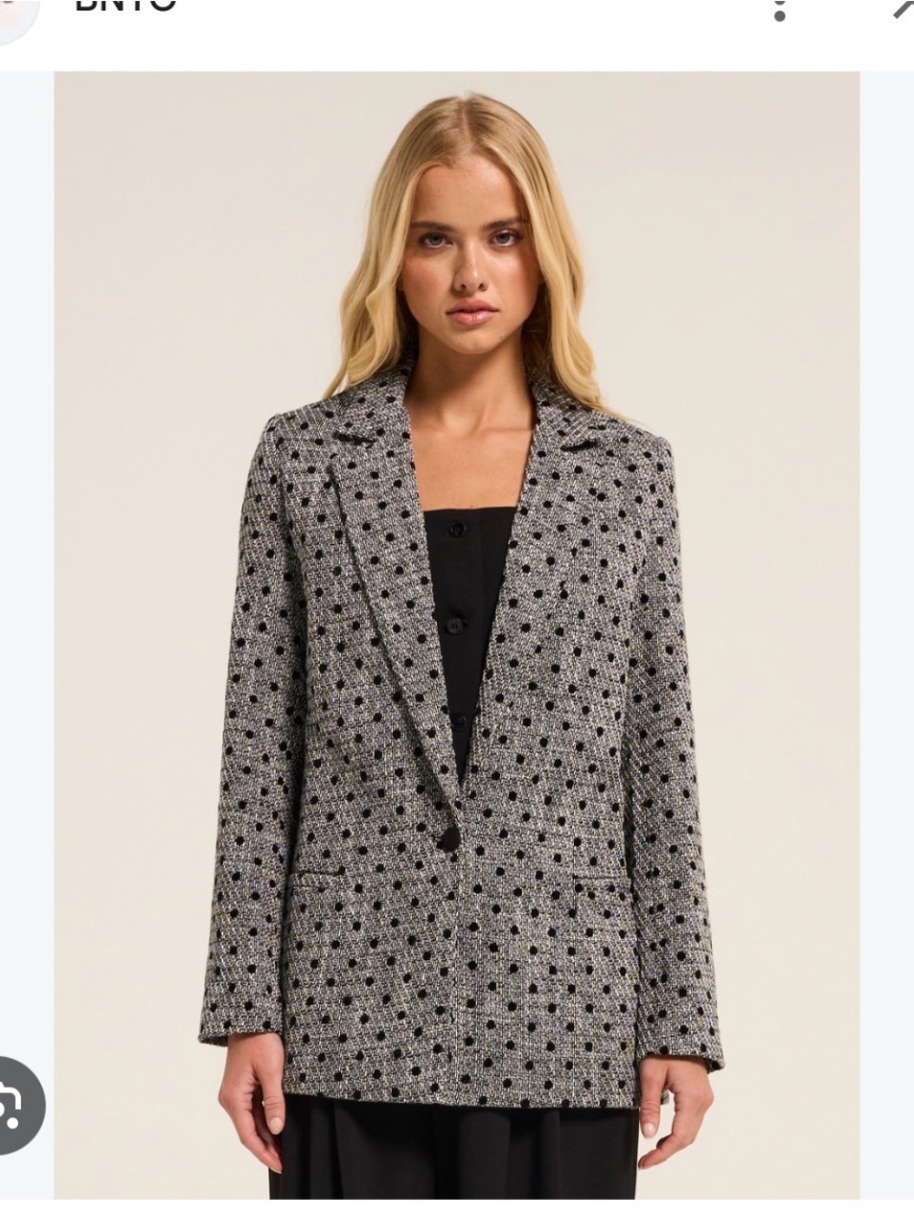 Amanda Uprichard Black & Gray Patterned Single-Button Blazer